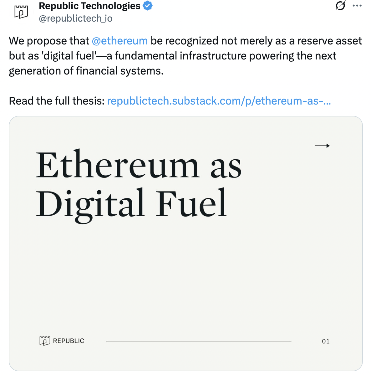 Republic huy động 100 triệu USD để mua ETH 4 Screenshot at Nov 17 23 32 07